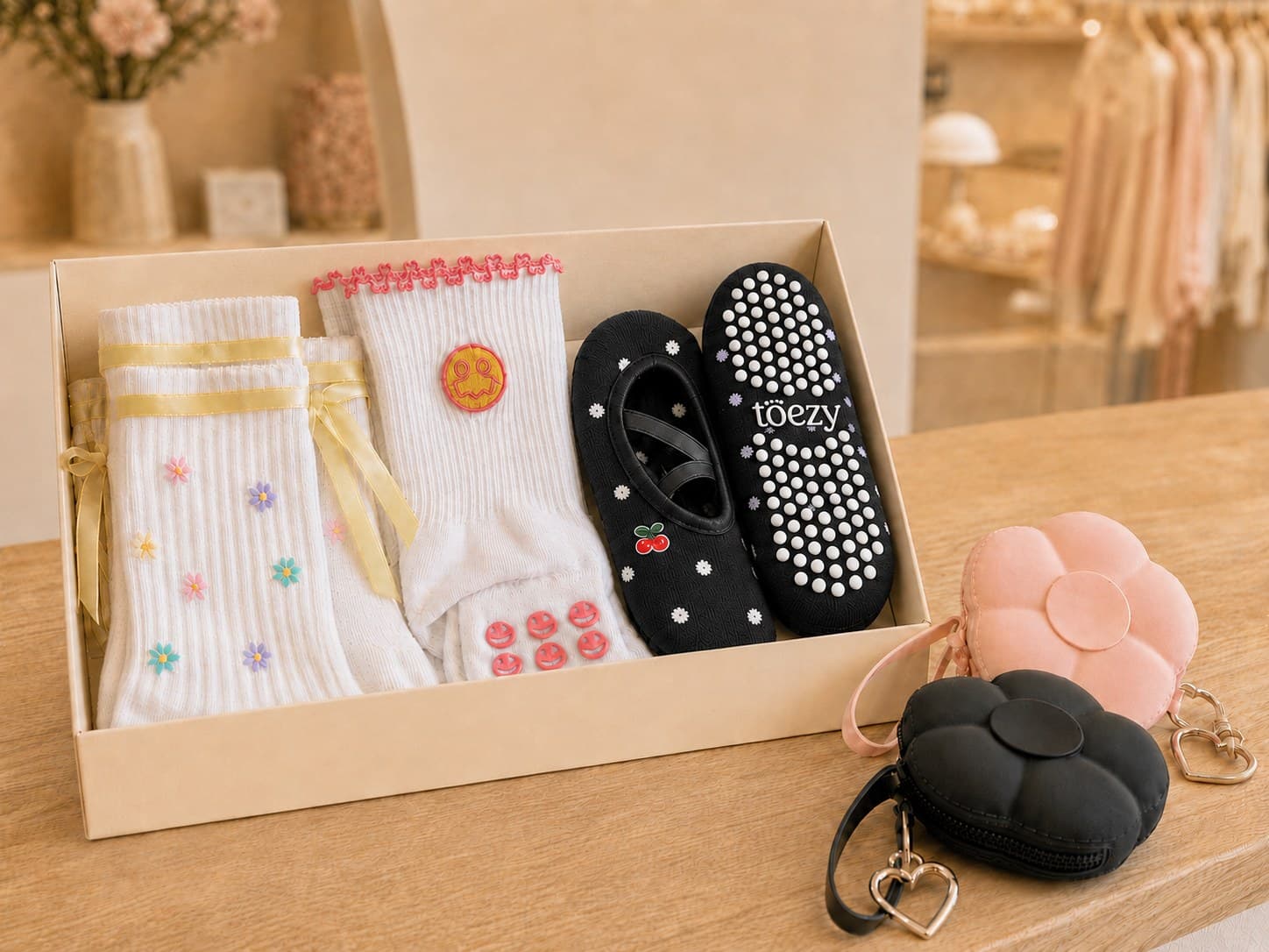 Toezy counter display in a boutique